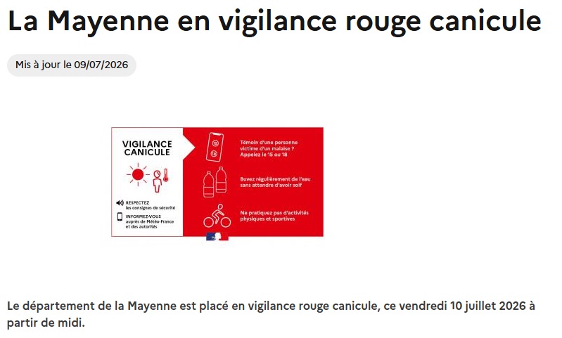 Canicule : la Mayenne en vigilance rouge