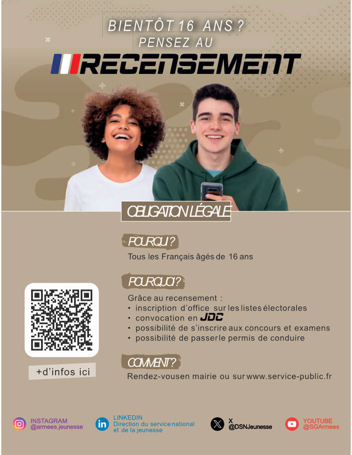 Bientôt 16 ans ? Pensez au recensement citoyen